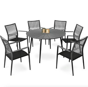 Комплект садових меблів Di Volio Arona 6+1 чорний/сірий