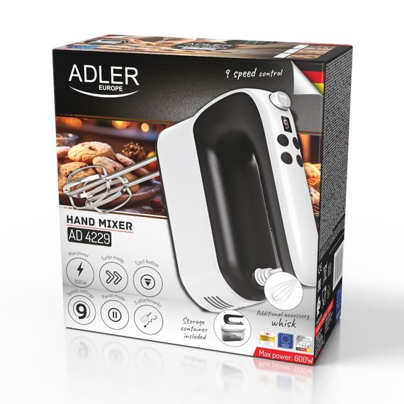 Міксер ручний Adler AD 4229 LCD, кухонний міксер 600 Вт, 9 швидкостей, Turbo, дисплей | Зображення 9