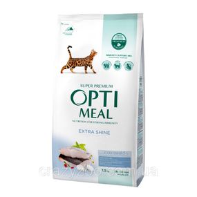 Сухой корм для котов OptiMeal Extra Shine с высоким содержанием трески 1.5 кг B1801301