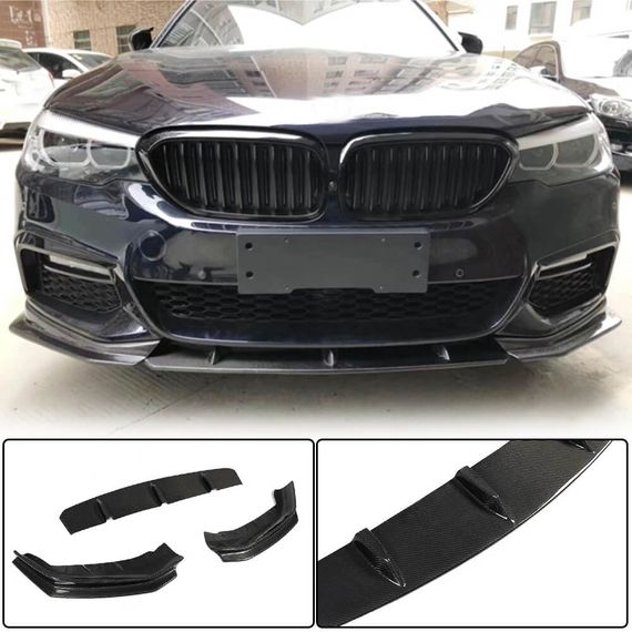 Накладка на передній бампер Lip V4 (для M-Sport 2017-2020, Карбон) для BMW 5 серія G30/31 рр