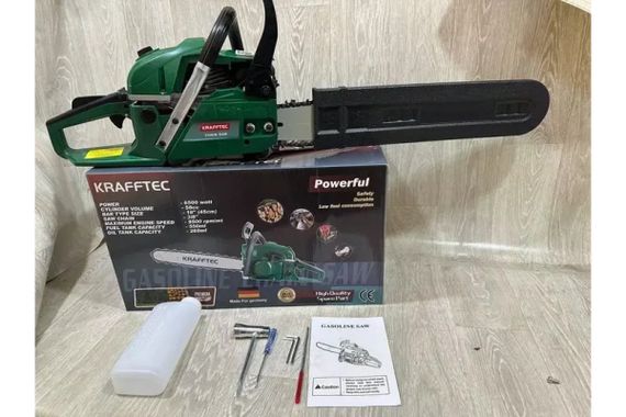 Бензопила KRAFFTEC 6500 Вт 45 см • Бензинова ланцюгова пилка KRAFFTEC 58 см³ 9500 об/хв із шиною 45 см для дров і саду | Зображення 3