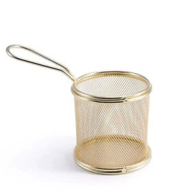 Корзина сервировочная для картофеля фри и снеков 9×9×9 см Золотая HP-19-5-G