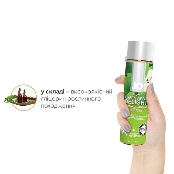 Змазка на водній основі JO H2O — Green Apple (120 мл) без цукру, рослинний гліцерин | Зображення 3