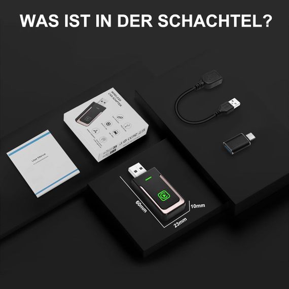 CarPlay адаптер, переходник с проводного на беспроводной карплей Android Auto для iOS 10+, Android 11+ черный | Зображення 6