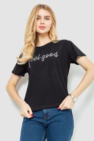 Футболка женская с принтом  цвет черный 221R3001