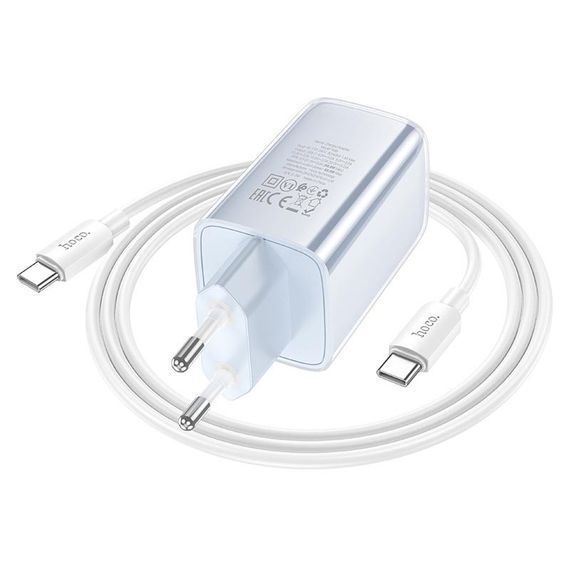 МЗП Hoco N48 Glorious PD65W (1USB-C) + кабель Type-C to Type-C Blue | Зображення 2