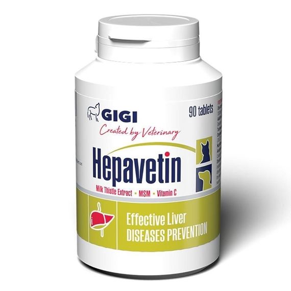 Вітаміни для здоров'я печінки у собак та котів GiGi Hepavetin, 90 табл