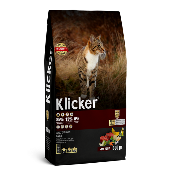 Сухий корм Klicker Холістик беззерновий для дорослих котів з Ягням 300 г