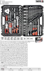 Набір інструменту 1/4", 3/8" 1/2" 126 штук YT-38875