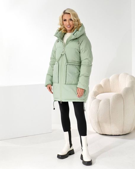 Пуховик люкс якості світло зелений зимовий