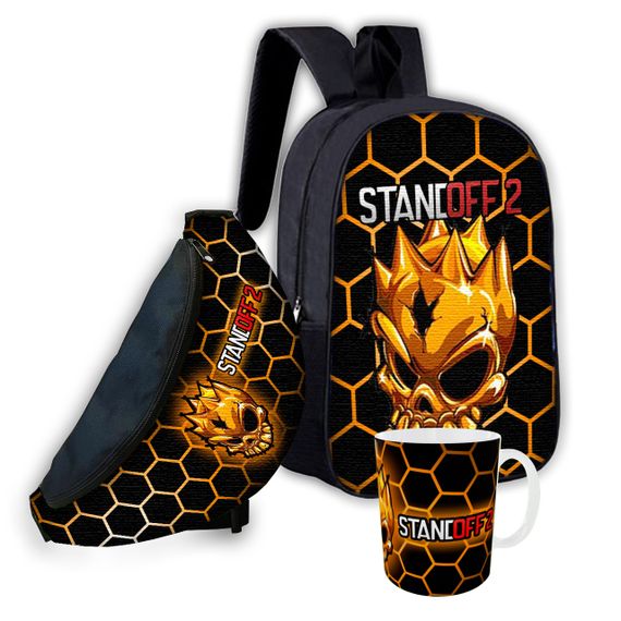 Набор детский Standoff 2 рюкзак 36х27см сумка-бананка,кружка с принтом для мальчика (01593)