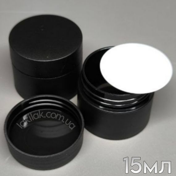 Баночка для гелю пластик (з заглушкою) чорна 15мл