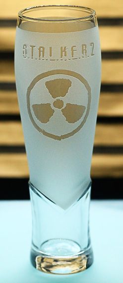 Бокал для пива сока воды 440 мл с гравировкой  игры  Сталкер 2 S.T.A.L.K.E.R. 2 матовое стекло подарок фанату