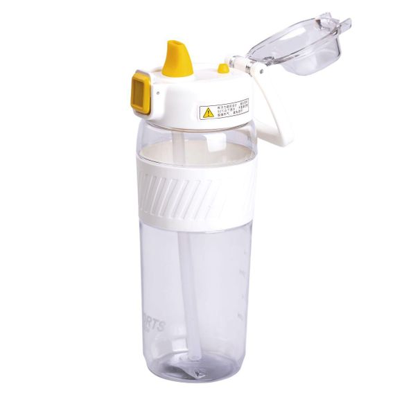 Бутылка для воды 600 мл бутылка в школу для тренировок с трубочкой и ручкой 22 см Белая HP-14-42W | Зображення 2