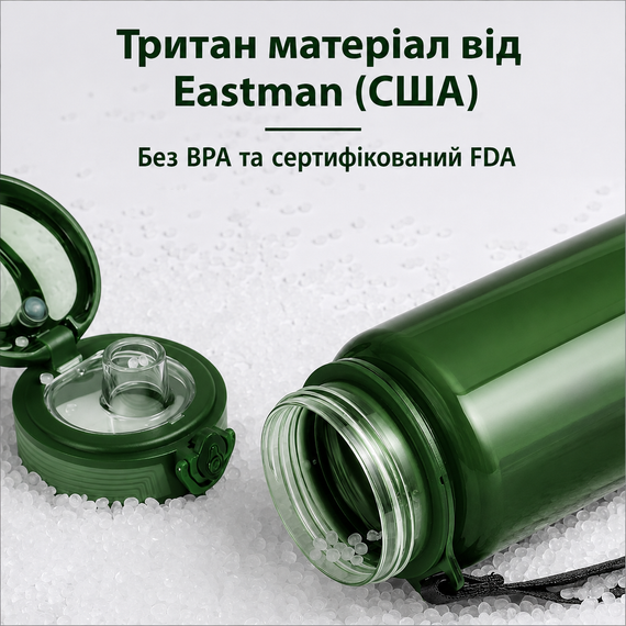 Бутылка KANGZYUAN 700 мл - Зеленая Tritan BPA-free, ударопрочная, спортивная с эргономичной крышкой | Зображення 4