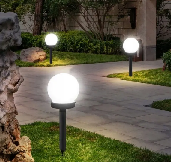 Садовий ліхтар на сонячній батареї з датчиком світла 34 см Садовий LED світильник на сонячній батареї  8шт | Зображення 4