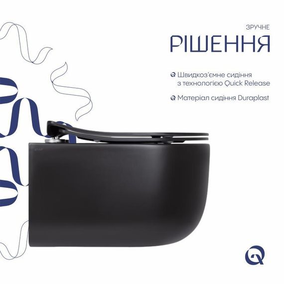 Унітаз підвісний Qtap Taurus безобідковий із сидінням Soft-close QT2433084EUQMB | Зображення 3