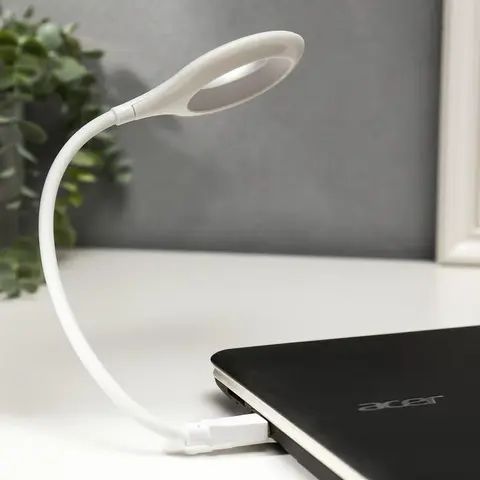 Гнучка USB лампа з голосовим керуванням із зарядкою від Power bank біла / Світлодіодний ліхтар LK-50 | Зображення 3