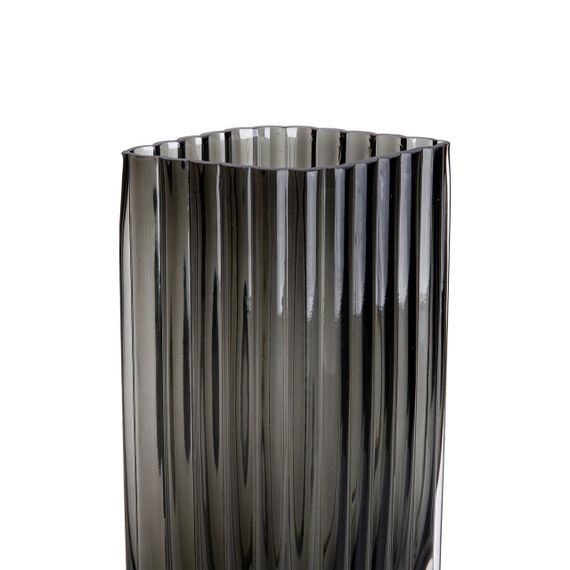 Ваза для цветов из стекла, декоративная, прямоугольная, серая, 28 см. | Зображення 2