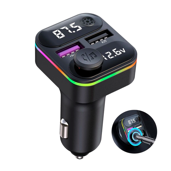Автомобільний FM ФМ-модулятор Terra С37, Bluetooth 5.0, трансмітер, вольтметр, швидке заряджання QC3.0 | Зображення 5
