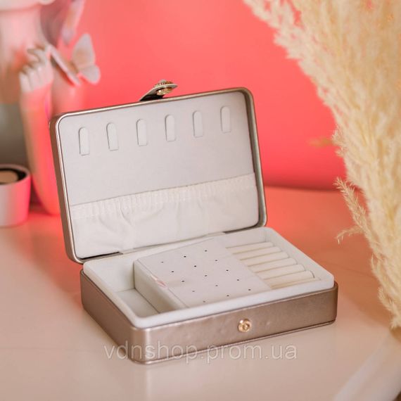 Скринька для прикрас з еко шкіри 16×11×4.7 см органайзер для ювелірних виробів HP-5-30GOLD | Зображення 4