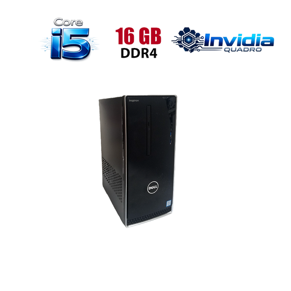 Ігровий ПК Dell Inspirion 3668 Tower / Intel Core i5-7400 (4 ядра по 3,0 - 3,5 ГГц) / 16 ГБ DDR4 / 256 ГБ SSD / nVidia Quadro K2200, 4 ГБ GDDR5, 128-біт / Wi-Fi+Bluetooth / DVD / Win 10 Home Lic б/в