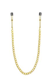 Тонкі затискачі для сосків з ланцюжком Feral Feelings - Chain Thin nipple clamps, золото/чорний