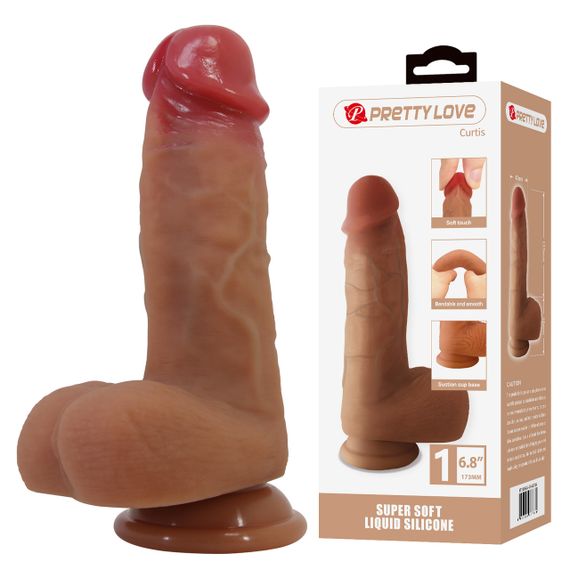 Силиконовый фаллоимитатор на присоске PRETTY LOVE - Curtis 6.8" Super Soft Liquid Silicone Dildo, BW-008138N Sex Aura | Зображення 2