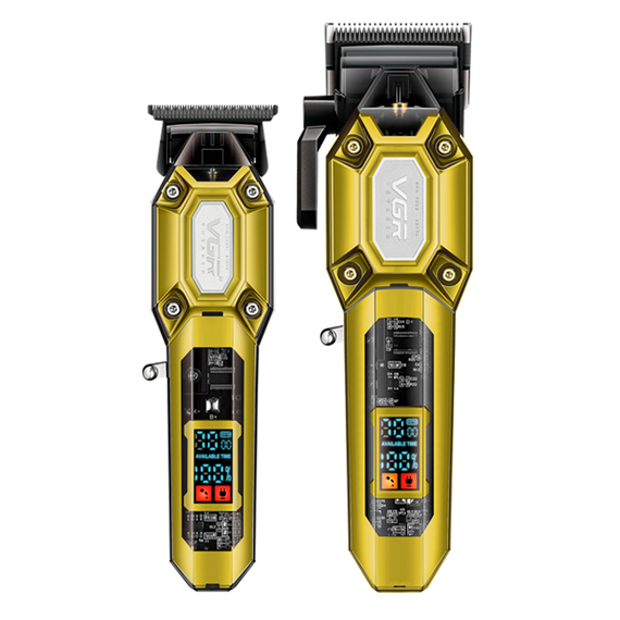 Набір для стрижки VGR 2 в 1 V-600&amp;900 GOLD, машинка для стрижки і тример, 10 насадок, LED дисплей | Зображення 5