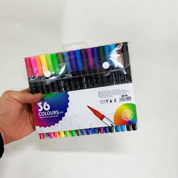 Профессиональный набор 36 шт двухсторонних маркеров линер+кисть с мягкой головкой на водной основе FT-64 | Зображення 6