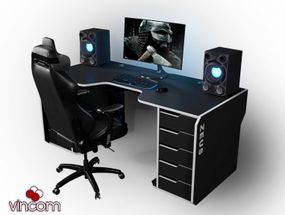 Стол геймерский эргономичный ZEUS Viking-1S черныйбелый