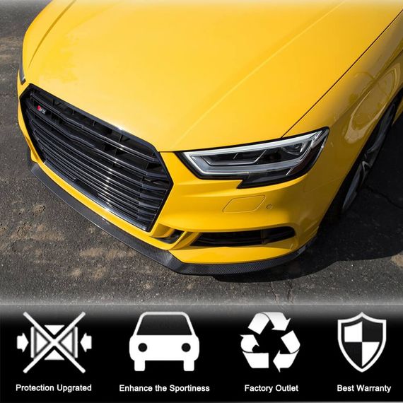 Накладка на передній бампер Lip V5 (для S-Line SD 2017-2020, Карбон) для Ауди A3 рр | Зображення 2