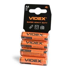 Солевая батарейка Videx R6P/AA, 4 шт., в термоусадочной упаковке