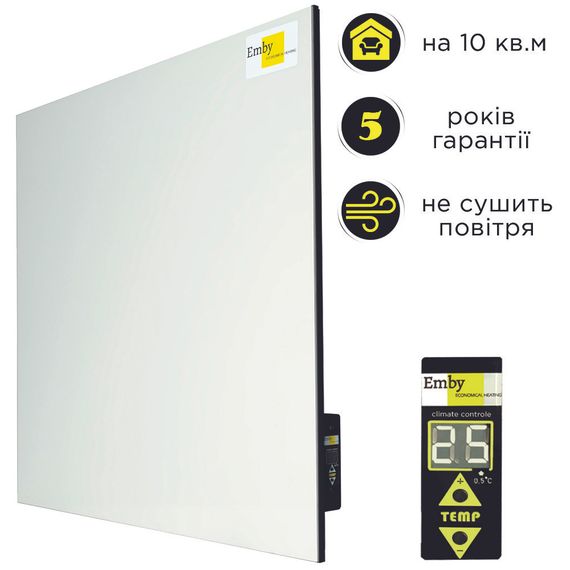 Керамічний обігрівач Emby CHT-500 білий з терморегулятором на 10 кв. м | Зображення 1