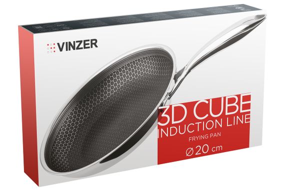Сковорода з неіржавкої сталі антипригарна Vinzer 3D Cube 20 см 50400 для всіх плит | Зображення 3