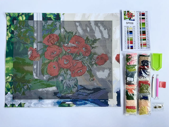 Алмазна мозаїка Маки на підвіконні 40х50 см ColorArt  SP058 | Зображення 2