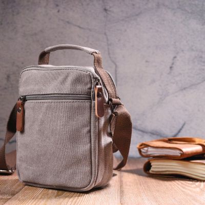 Сумка Vintage Мужская из текстиля Серая (21244) | Зображення 5