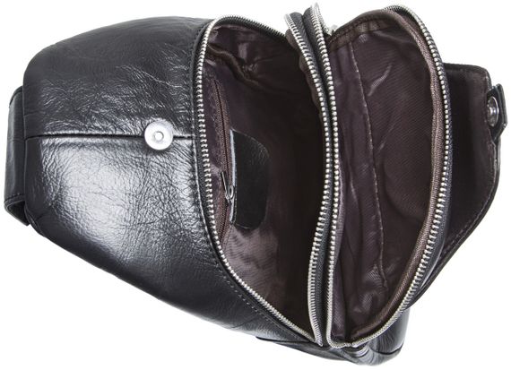 Чоловіча сумка-слінг шкіряна чорна Tiding Bag 7579 | Зображення 5