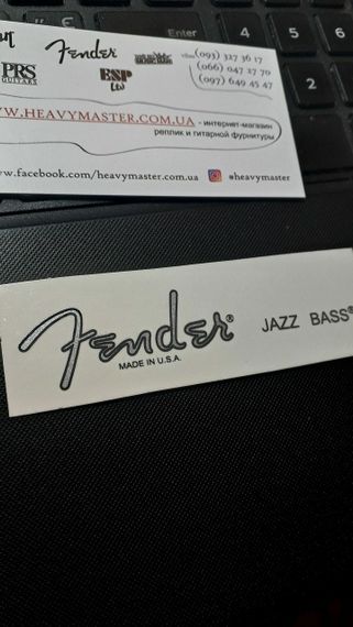 Деколь для бас-гитары Fender Jazz Bass наклейка логотип серебристая | Зображення 2