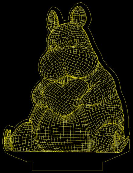 Акриловый светильник-ночник Бегемот с сердцем желтый tty-n000708
