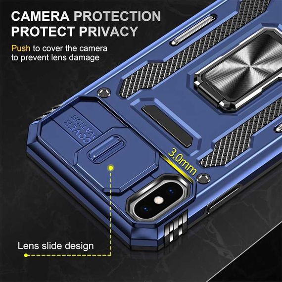 Ударостійкий чохол Camshield Army Ring для Apple iPhone X / XS (5.8") Синій / Navy | Зображення 5