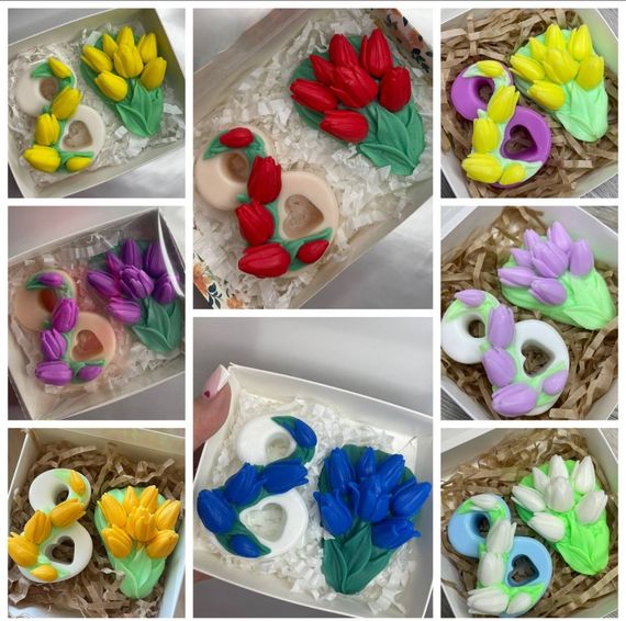 Подарочный набор мыла «8 Березня и Букет тюльпанов», мыло ручной работы | Зображення 1