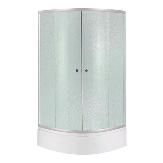 Lidz Latwa SC90x90.SAT.MID.FR Душова кабіна напівкругла, скло Frost 4 мм + Lidz Душовий піддон KAPIELKA ST90x90x26, з панеллю