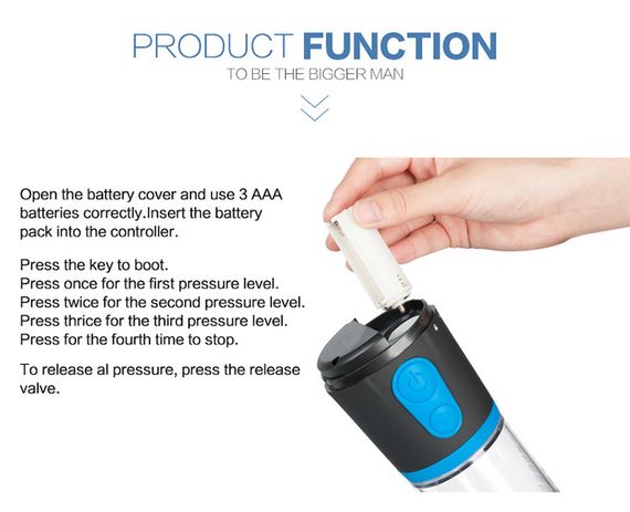 Автоматична вакуумна помпа Penis Pump підсилювач ерекції, тренажер. На батарейках (немає в комплекті). sexstyle | Зображення 3