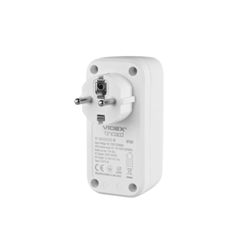 Мережевий адаптер 1 розетка/2USB-A/1Type-C із заземленням білий VF-AD1G2U1C-W Oncord Videx | Зображення 1