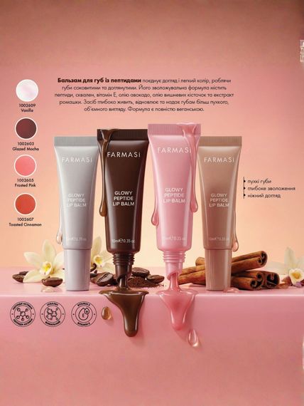 Пептидный бальзам для губ Farmasi Frosted Pink розовый 10 мл | Зображення 2