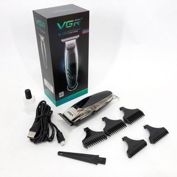 Беспроводная аккумуляторная машинка для стрижки триммер VGR V-093 с насадками | Зображення 3