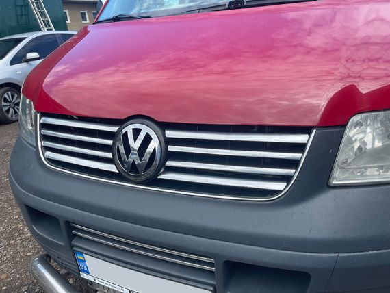 Накладки на решетку (8 полосок, нерж) OmsaLine - Итальянская нержавейка для Volkswagen T5 Transporter 2003-2010 гг | Зображення 1