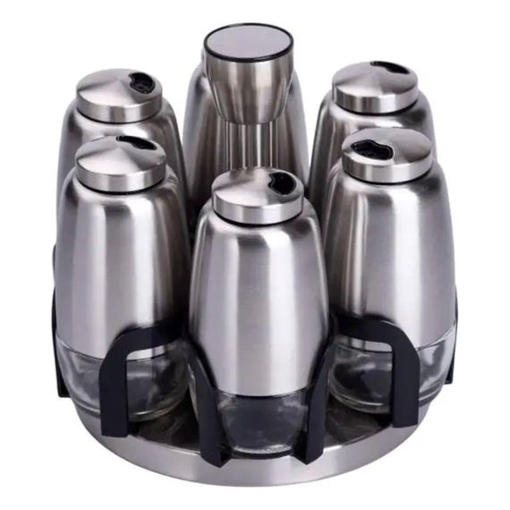 Набор баночек для специй 6 шт 15х15х16 см карусель для хранения специй HP-1300 | Зображення 1