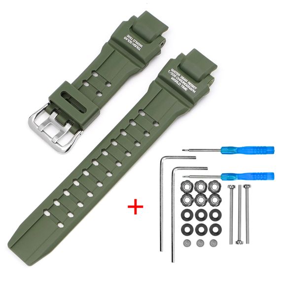 Ремінець для Casio G-Shock GW-A1000/GW-4000/GA-1000 Army Green Silver